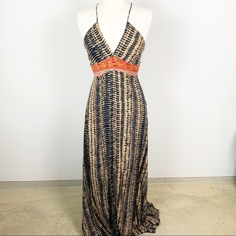 Yireh Embroidered Empire Waist Maxi Dress